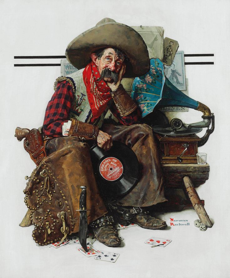 Norm Rockwell Cowboy and Phonograph
